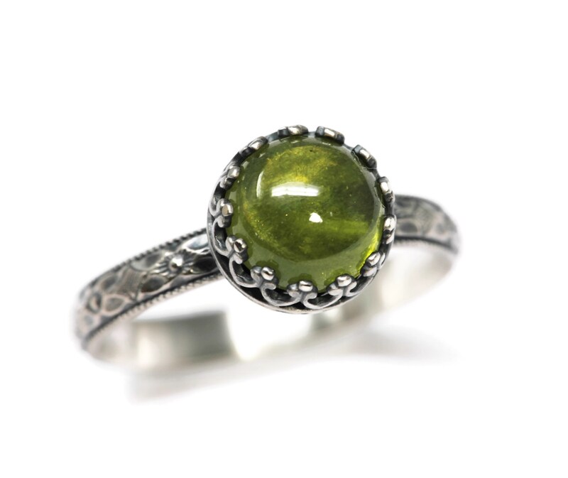 8mm Vesuvianite 925 Antique Sterling Silver Ring by Salish Sea Inspirations
